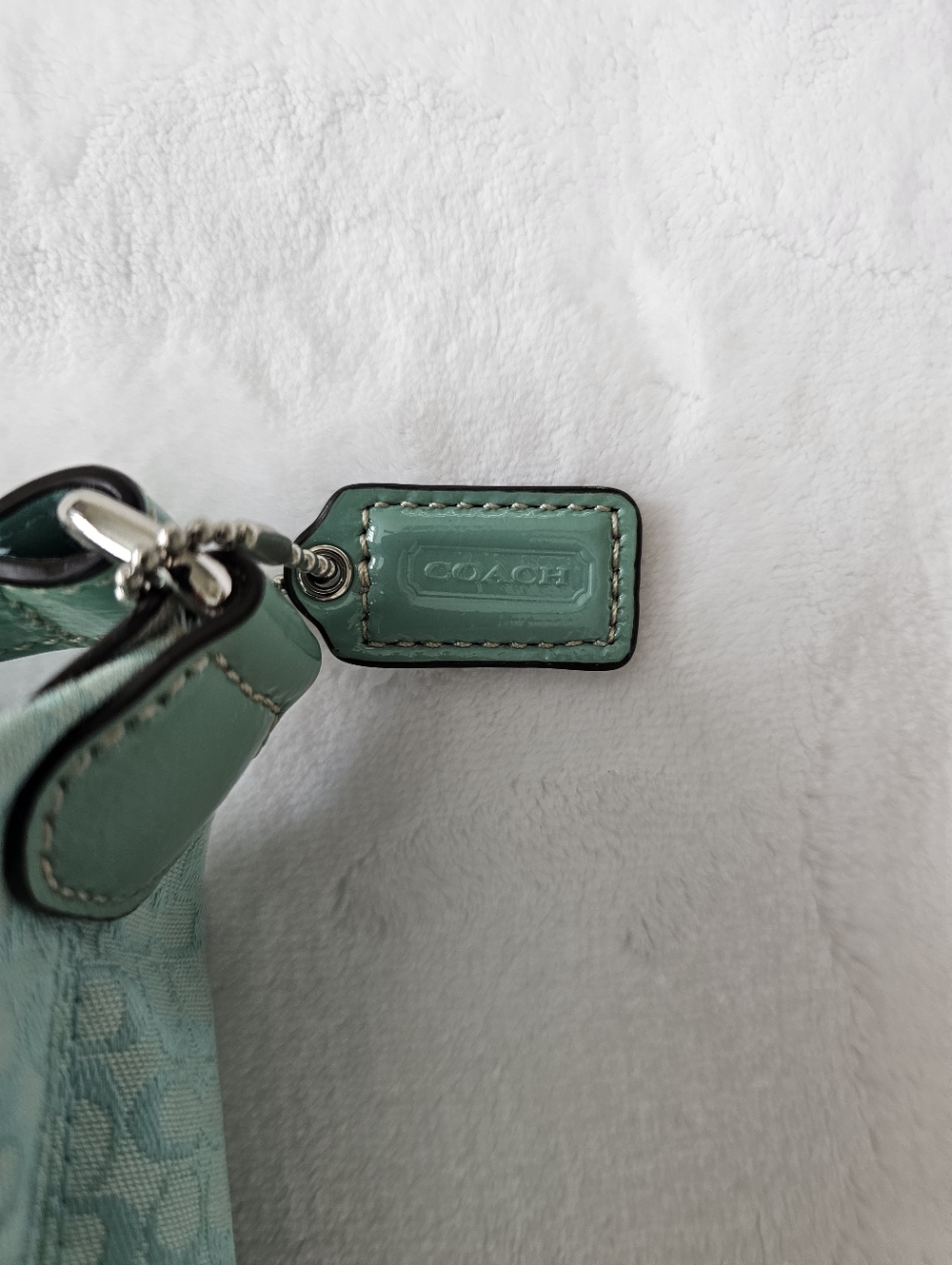 Coach Mint Green Jacquard Mini Purse - Picture 8 of 10